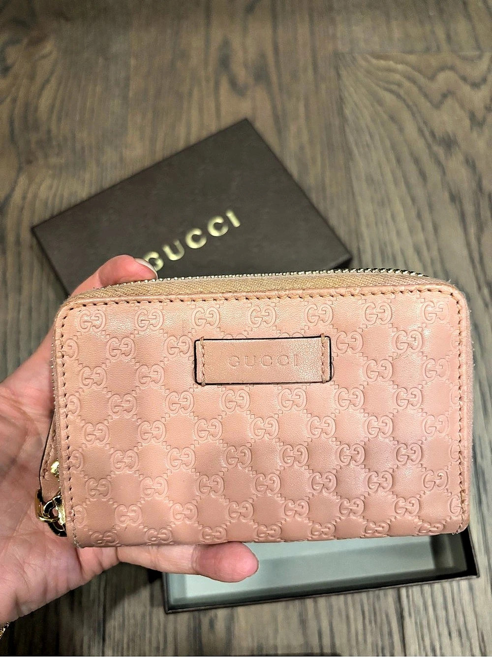 Gucci Micro Guccissima Zip Around Wallet Pink